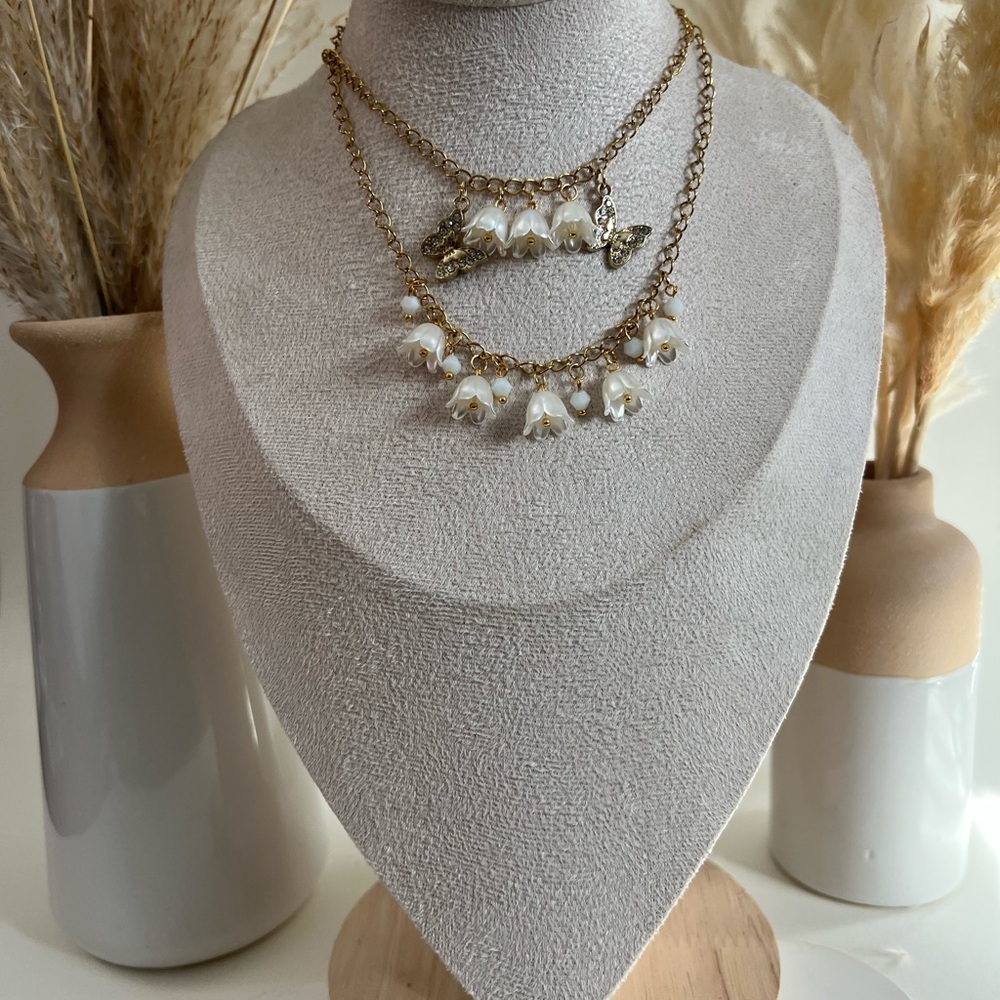 Elegant & Delicate White Flower Charm Necklace: Bridal Fairycore Necklace